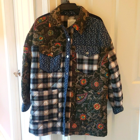 Avec Les Filles Jackets & Blazers - Alec Les Filles patchwork cotton shirt jacket Size Medium navy green New